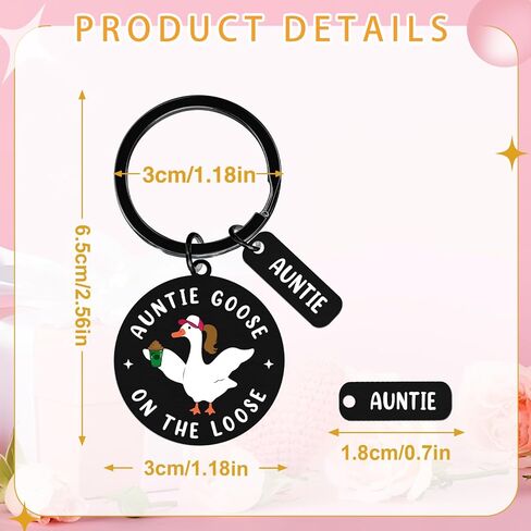 Funny Auntie Goose Gift Keychain Auntie Goose On the Loose Key Chain, Aunt Birthday Christmas Thanksgiving Easter Mothers Day Baptisms Gifts From Niece Nephew in Kuwait