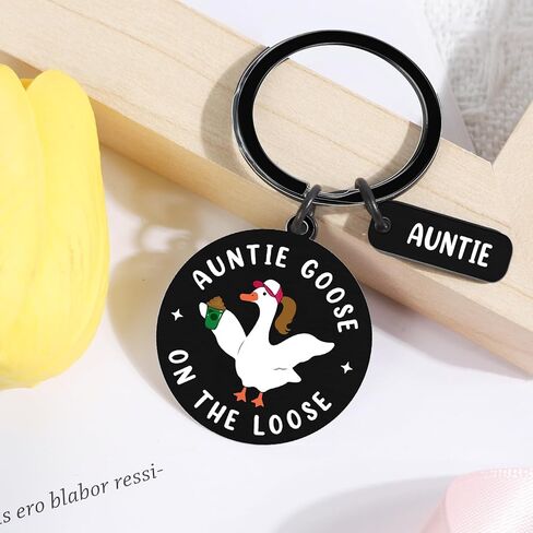 Funny Auntie Goose Gift Keychain Auntie Goose On the Loose Key Chain, Aunt Birthday Christmas Thanksgiving Easter Mothers Day Baptisms Gifts From Niece Nephew in Kuwait