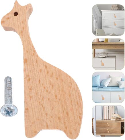 Wooden Giraffe Drawer Handle Solid Beech Wood ’ Room Cabinet Pulls Wardrobe Knobs for ’s Furniture Nursery Décor in Kuwait