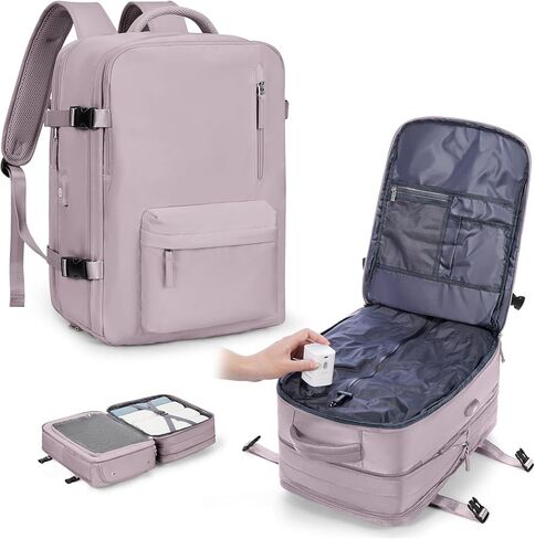 حقيبة ظهر بختم فراغ للسفر مع مضخة هواء مضغوطة، حقيبة Vacpack الشخصية لحملها على متن الطائرة، حقيبة نهارية معتمدة للكمبيوتر المحمول، تخزين حقائب الكمبيوتر المحمول مع نظام فراغ، حقيبة سفر للنساء والرجال، وردي اللوتس in Kuwait