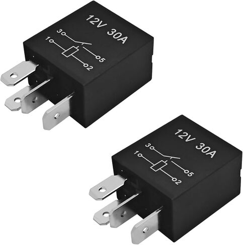 قطعتان من مرحل بدء التشغيل 12 فولت 30 أمبير بأربعة دبابيس، مقاوم للهب ومقاوم للماء للخدمة الشاقة، قطع غيار محرك متعددة الأغراض لمعظم الموديلات، ملحقات السيارة العالمية (أسود) in Kuwait