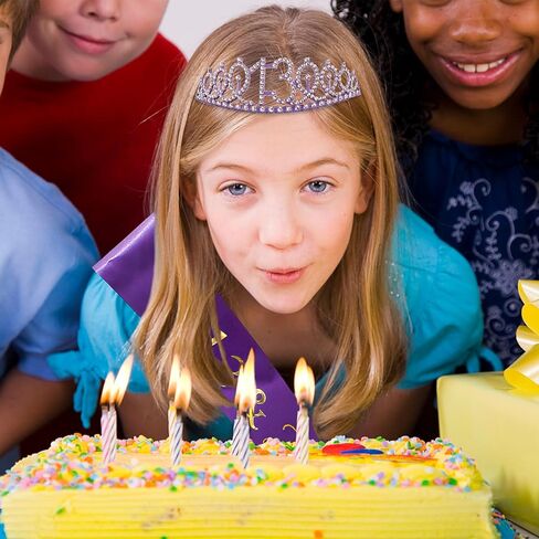 13th Birthday Decorations for Girls - Purple Sash, Tiara & Crown for Party in Kuwait