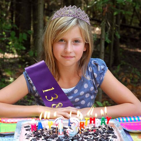 13th Birthday Decorations for Girls - Purple Sash, Tiara & Crown for Party in Kuwait