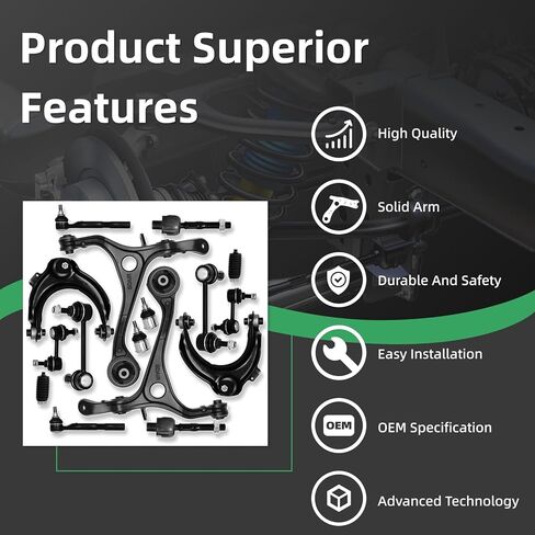 16pc Front Control Arm Ball Joint Assembly Tie Rod End Stabilizer Sway Bar End link Compatible with Fit for Acura TL 2004 2005 2006#OE K623753 K641543 K500117 ES800217 K90661 K90342 EV80210 in Kuwait