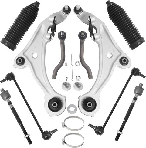 10Pcs Front Suspension Kit for 2009-2014 Nissan Murano, 2 Lower Control Arm w/Ball Joint 2 Sway Bar Link 4 Outer Inner Tie Rod End (# K622157 K622158 K750784 EV800639 ES800357 ES800358) in Kuwait