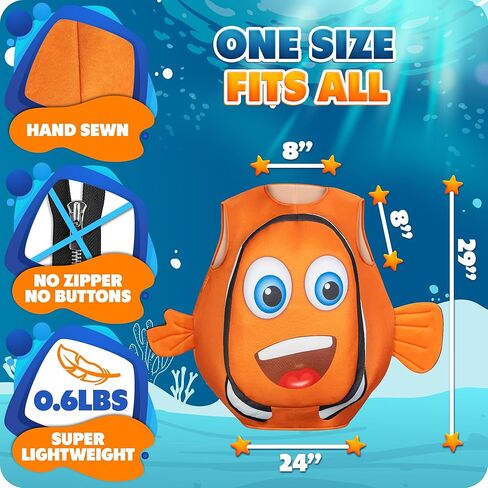 Zadin 2025 Clown Fish Costume, Finding Halloween Costume, Funny Sea Creature Costumes, Fish Onesie,Ocean Sea Clownfish Costumes in Kuwait