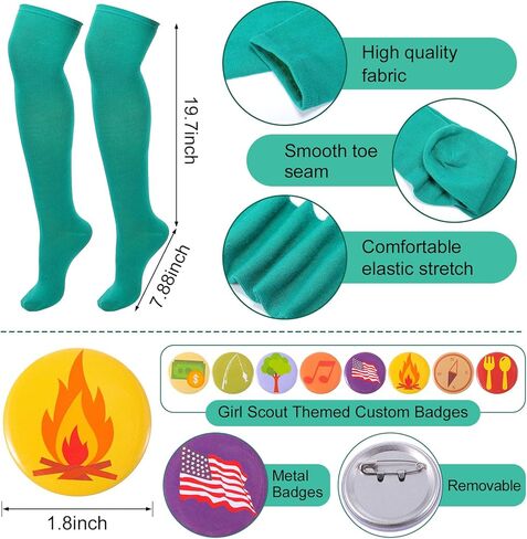 13 Pcs Woman Halloween Scout Costume Cosplay Uniform with Vest Skirt Beret Tie Sock Badge for Women Dress up Party in Saudi Arabia