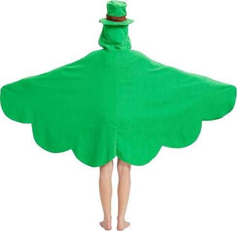 St. Patrick’s Day Costume Irish Leprechaun Cosplay Poncho Green Shamrock Shape Cloak for Women and Men in Kuwait
