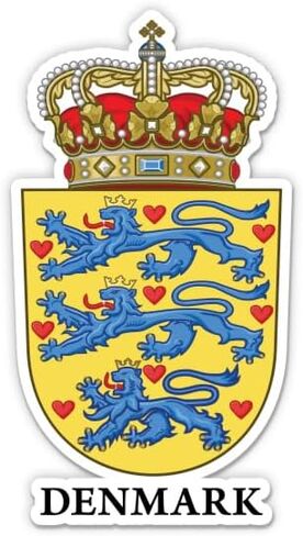 Squiddy Denmark Coat of Arms Vinyl Sticker | Travel Souvenir Decal for Phone, Laptop, Water Bottle | 3 inch high in Kuwait