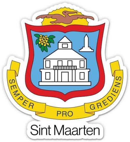 Squiddy Sint Maarten Coat of Arms Vinyl Sticker | Travel Souvenir Decal for Phone, Laptop, Water Bottle | 3 inch high in Saudi Arabia