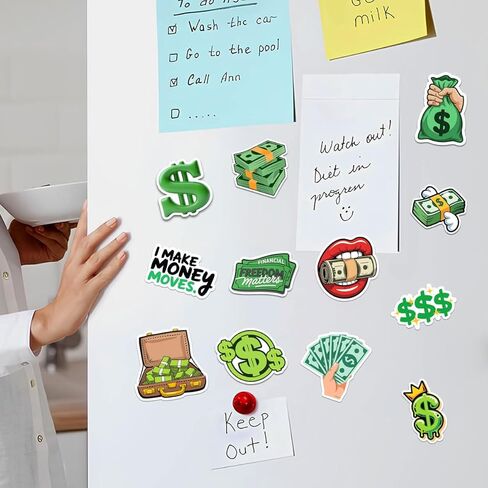 12 Pcs Money Stickers, Cash Dollar Sign Vinyl Decals, Funny Rich Life Quotes and Financial Freedom Designs, Waterproof Stickers for Laptop, Water Bottle, Notebook, Gift for Entrepreneurs in Saudi Arabia