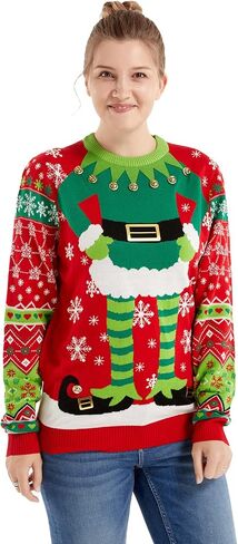 Ugly Christmas Sweater Unisex Funny Novelty Knit Pullover Men with Santa Reindder for Xmas PartyLargeTinsel Trim Colour Fest in Saudi Arabia