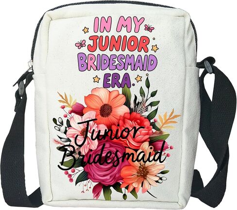 Junior Brides-maid Canvas Crossbody Bag In My Junior Bridesmaid Era Shoulder Bag Bridal Party Bag For Wedding in Saudi Arabia