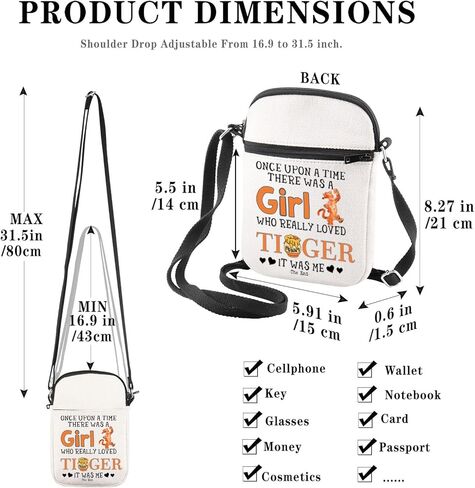 Tiger Cartoon Character Gift There Was Who Really Loved Tiger Zipper Crossbody Bag for Fans in Saudi Arabia