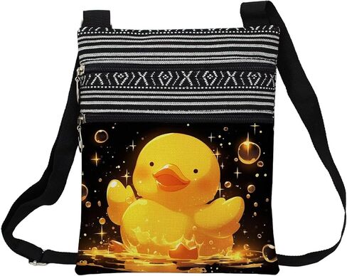 Rubber Duck Messenger Bag Small Ethnic Pattern Printed Adjustable Strap Crossbody Zipper Bag Rubber Duck Phone Bag Wallet Cute Shoulder Handbag for Women Friends -1 in Saudi Arabia