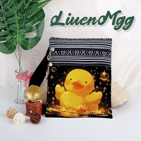Rubber Duck Messenger Bag Small Ethnic Pattern Printed Adjustable Strap Crossbody Zipper Bag Rubber Duck Phone Bag Wallet Cute Shoulder Handbag for Women Friends -1 in Saudi Arabia