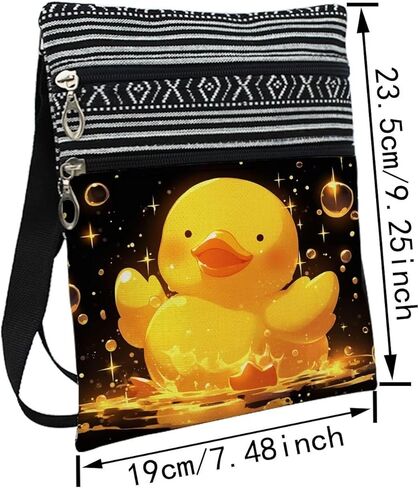 Rubber Duck Messenger Bag Small Ethnic Pattern Printed Adjustable Strap Crossbody Zipper Bag Rubber Duck Phone Bag Wallet Cute Shoulder Handbag for Women Friends -1 in Saudi Arabia