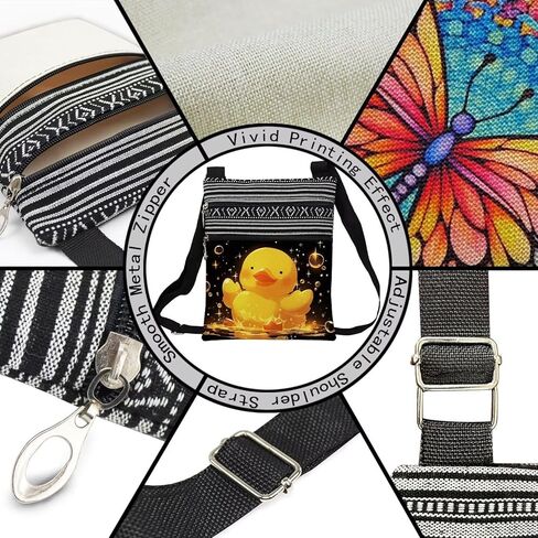Rubber Duck Messenger Bag Small Ethnic Pattern Printed Adjustable Strap Crossbody Zipper Bag Rubber Duck Phone Bag Wallet Cute Shoulder Handbag for Women Friends -1 in Saudi Arabia