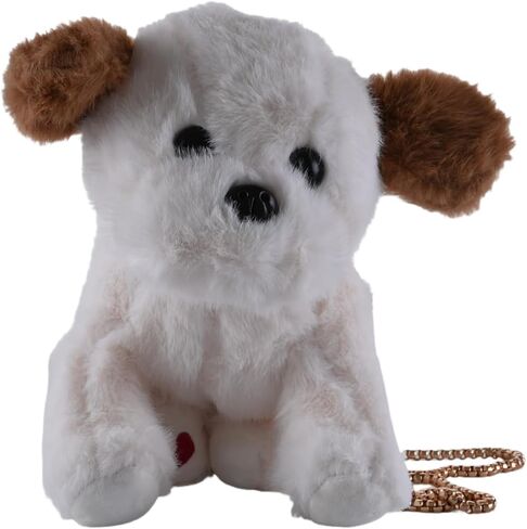 Labrador Dog Crossbody Bag, Dog Shoulder Bag Messenger Bag, Cute Animals Plush Purse Novelty Bag with Zipper for Women (White and Brown) in Saudi Arabia