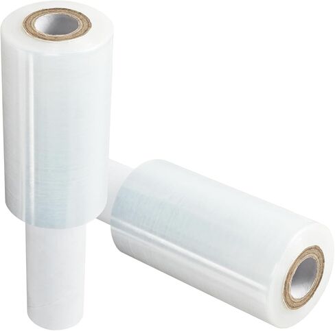 1 Pack Stretch Wrap Film with Handle, 3.94 Inch x 492 Ft Industrial Strength Hand Stretch Wrap, Heavy Duty Self Adhering Plastic Pallet Shrink Film for Packing Moving and Storage, Clear in Kuwait