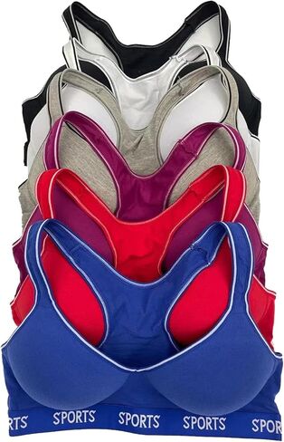 حمالات صدر نسائية من Viola's Secret مكونة من 6 قطع من حمالة الصدر الرياضية القطنية بكأس B وكأس C وكأس D in Kuwait