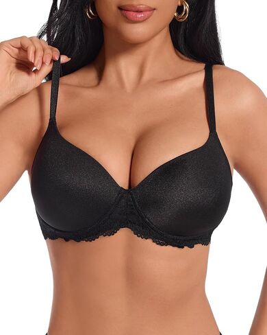 Push Up Bra Demi Smoothing Underwire T-Shirt Bras for Women Deep Plunge Lift Up Padded Add Cup in Kuwait