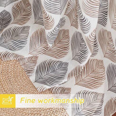Leaf Pattern Semi Sheer Window Curtains 63 Length, Farmhouse Weave Privacy with Light Balance Textured Vertical Drapes for Nursery, 50" Wide, 1 Panel, Taupe & Black in Saudi Arabia