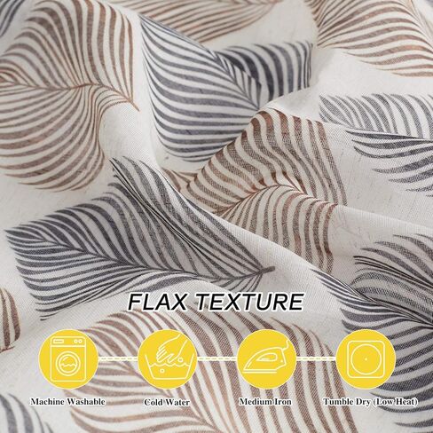 Leaf Pattern Semi Sheer Window Curtains 63 Length, Farmhouse Weave Privacy with Light Balance Textured Vertical Drapes for Nursery, 50" Wide, 1 Panel, Taupe & Black in Saudi Arabia