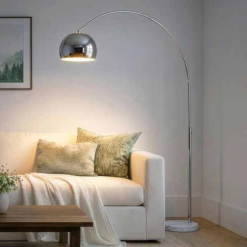 Brightech Olivia Floor Lamp, Arc Lamp for Living Rooms, Standing Lamp with LED Light Bulbs for Bedroom Reading, Great Living Room Décor, Tall Lamp for Offices – Brass/Gold in Kuwait