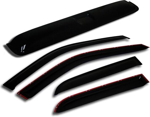 TuningPros WSVT2-373 Sunroof Moonroof Type 2 and Out-Side Mount Window Visor Deflector Rain Guard Dark Smoke 5-pc Set in Saudi Arabia