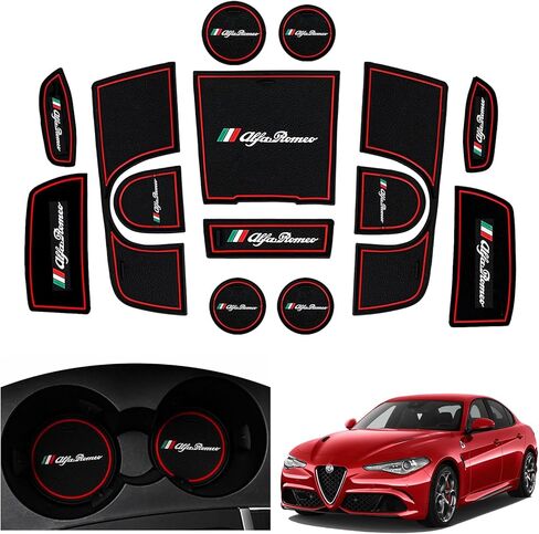 Center Console Liner for Alfa Romeo Giulia 952 Accessories2016 2017 2018 2019 for Giulia Cup Holder Mat, Door Slot Pad, Coaster Trim, Non-Slip Dust Interior, Custom Rubber Decoration Insert in Kuwait