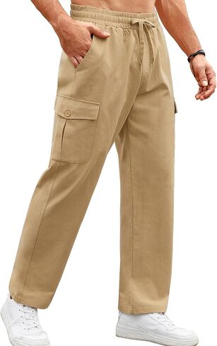 COOFANDY Men's Casual Cargo Pants Cotton Drawstring Athletic Jogger Sweatpants in Saudi Arabia