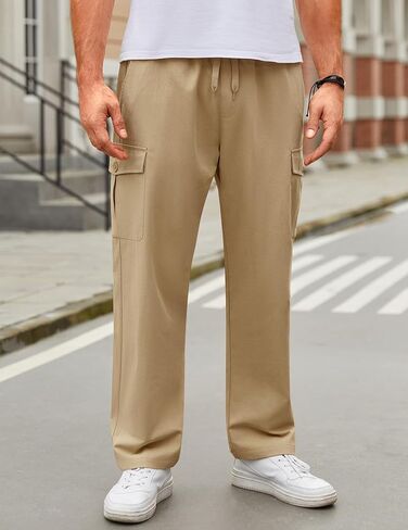 COOFANDY Men's Casual Cargo Pants Cotton Drawstring Athletic Jogger Sweatpants in Saudi Arabia