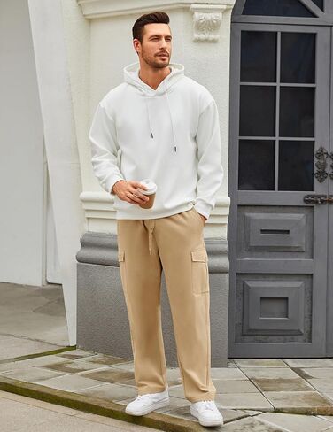 COOFANDY Men's Casual Cargo Pants Cotton Drawstring Athletic Jogger Sweatpants in Saudi Arabia