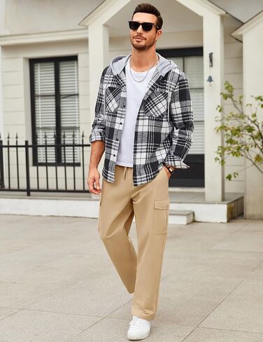COOFANDY Men's Casual Cargo Pants Cotton Drawstring Athletic Jogger Sweatpants in Saudi Arabia