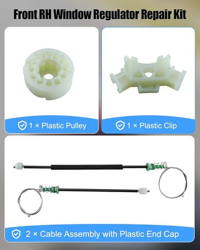 Front Passenger Window Regulator Repair Kit Fit for Honda S2000 2000-2009 AP1/AP2, Replace 72210-S2A-G02 72210S2AG02, Front Right Side Replacement Cable and Pulley Hardware Set in Saudi Arabia