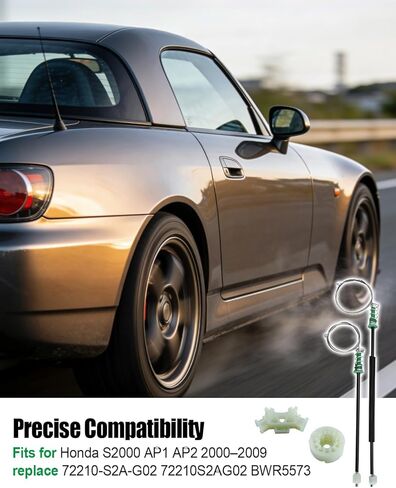 Front Passenger Window Regulator Repair Kit Fit for Honda S2000 2000-2009 AP1/AP2, Replace 72210-S2A-G02 72210S2AG02, Front Right Side Replacement Cable and Pulley Hardware Set in Saudi Arabia
