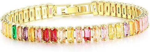 Tennis Bracelet, 14K Gold Plated Silver, Women's, Statement Bride, Adult, Medium, 20 Grams, 2 Inches in Kuwait