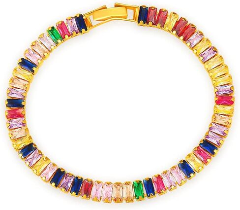 Tennis Bracelet, 14K Gold Plated Silver, Women's, Statement Bride, Adult, Medium, 20 Grams, 2 Inches in Kuwait