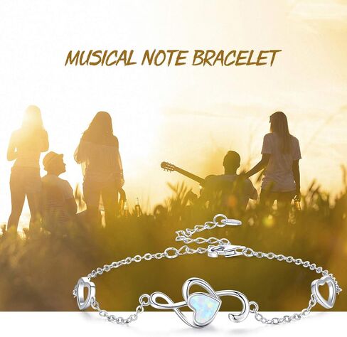 CHENGHONG Music Bracelet Music Jewelry 925 Sterling Silver Musical Note Gifts for Women Teacher Music Lover Gift in Kuwait