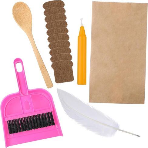 Passover Peasach Bedikas Chometz Set Include Feather Spoon Kraft Brown Paper Bags Felt Bread Candle Broom Dustpan for Passover Seder Festival Holiday Party Decoration Present in Saudi Arabia