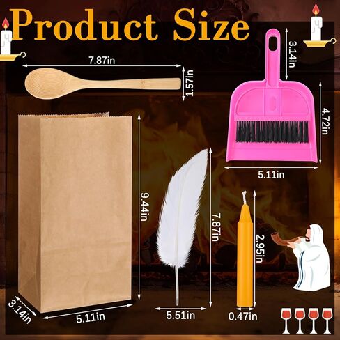 Passover Peasach Bedikas Chometz Set Include Feather Spoon Kraft Brown Paper Bags Felt Bread Candle Broom Dustpan for Passover Seder Festival Holiday Party Decoration Present in Saudi Arabia