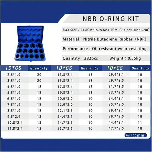 حلقة مطاطية سوداء مقاس 30 حجمًا من النتريل على شكل حرف O، حشية دائرية NBR، أحمر/أزرق/أصفر، صندوق مجموعة متنوعة (صندوق مجموعة أدوات أحمر) in Kuwait