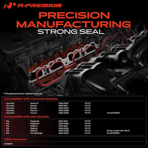 A-Premium Lower and Upper Engine Intake Manifold Gasket Set Compatible with Hyundai Sonata 1999-2005, Santa Fe 2001-2006, Tucson 2005-2009, Tiburon 2003-2008 & Kia Optima/Magentis 2001-2006, Sportage in Saudi Arabia