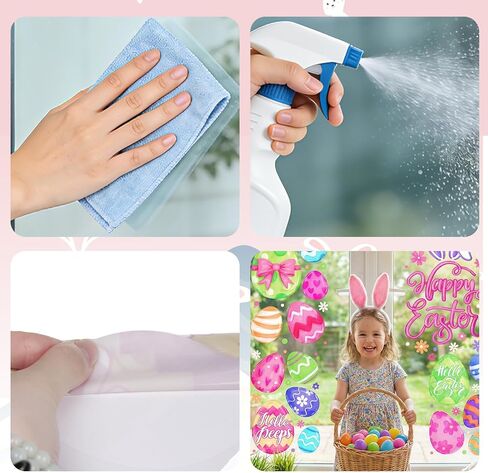 6 Sheets Easter Eggs Window Clings Happy Easter Eggs Window Stickers for Room School Office Glass Window Decoration in Kuwait