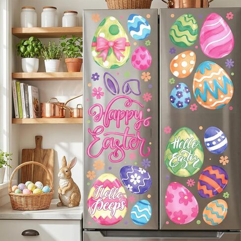 6 Sheets Easter Eggs Window Clings Happy Easter Eggs Window Stickers for Room School Office Glass Window Decoration in Kuwait