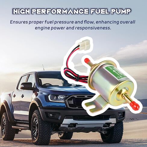 12V Universal Electric Fuel Pump, Low Pressure 2.5-4 PSI Inline Fuel Transfer Pump for Gas Diesel Carburetor, Lawn Mower, Boat, Truck & Generators - Fit For Carter HEP-02A Replacement in Kuwait