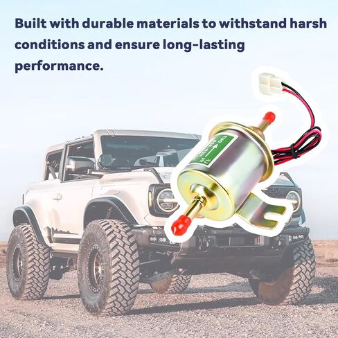 12V Universal Electric Fuel Pump, Low Pressure 2.5-4 PSI Inline Fuel Transfer Pump for Gas Diesel Carburetor, Lawn Mower, Boat, Truck & Generators - Fit For Carter HEP-02A Replacement in Kuwait