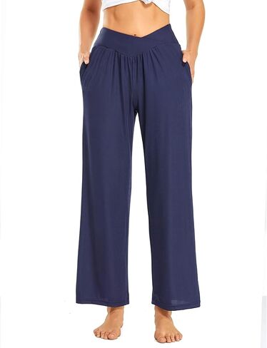 Women’s Wide Leg Yoga Pants, Cross Waist High Waisted Stretch Workout Lounge Pants in Saudi Arabia