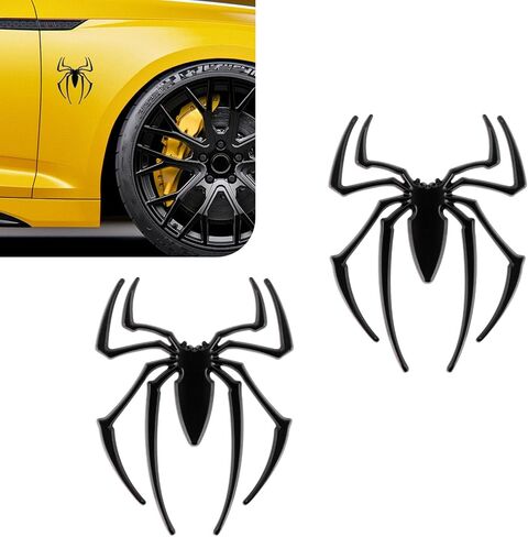 2PCS 3D Spider Emblem, Personalized Spider Shape Stickers Decals, Rust-Proof Metal Chrome Car Badges for Vehicle Body Bumper Fender Hood Window, Car Exterior Decoration Accessories (Red) in Kuwait